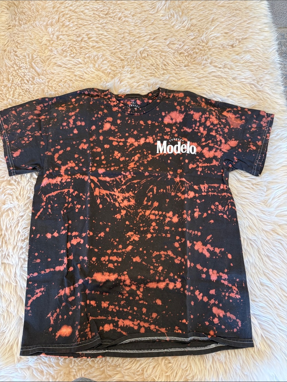 ModelCo Black and Red Bleach-Splatter Short Sleeve Tee